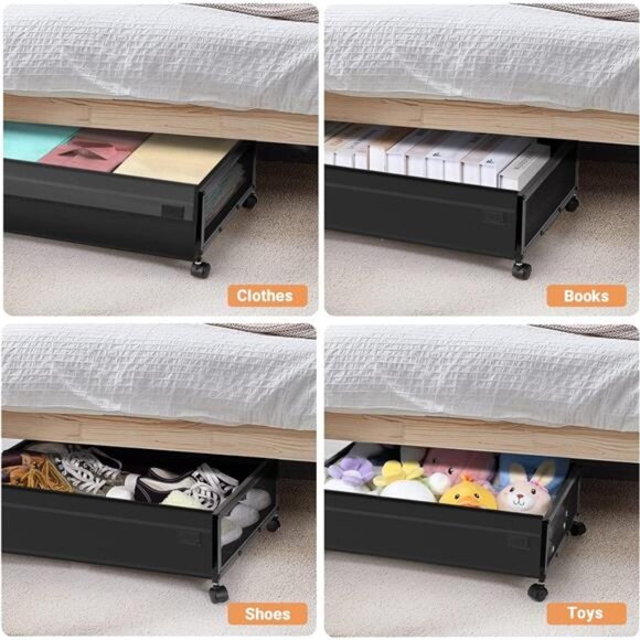 2-Pack Under Bed Storage with Wheels - Fulpower Rolling Underbed Organizer - Picture 6 of 7